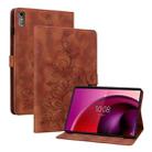 For Lenovo Tab M10 5G 2023 Lily Embossed Leather Tablet Case(Brown) - 1