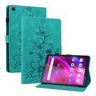 For Lenovo Tab M7 3rd Gen Lily Embossed Leather Tablet Case(Green) - 1