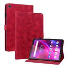 For Lenovo Tab M7 3rd Gen Lily Embossed Leather Tablet Case(Red) - 1