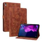 For Lenovo Tab P11 /Xiaoxin Pad Plus Lily Embossed Leather Tablet Case(Brown) - 1