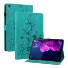 For Lenovo Tab P11 /Xiaoxin Pad Plus Lily Embossed Leather Tablet Case(Green) - 1