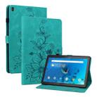 For Lenovo Tab M10 X605 /M10 HD X505 Lily Embossed Leather Tablet Case(Green) - 1