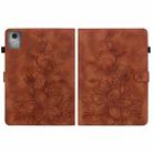 For Lenovo Tab K11 Plus Lily Embossed Leather Tablet Case(Brown) - 3