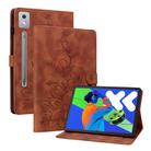 For Lenovo Tab P12 12.7 2025 Lily Embossed Leather Tablet Case(Brown) - 1