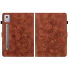 For Lenovo Tab P12 12.7 2025 Lily Embossed Leather Tablet Case(Brown) - 3