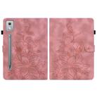 For Lenovo Tab P12 12.7 2025 Lily Embossed Leather Tablet Case(Pink) - 3