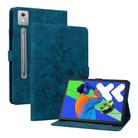 For Lenovo Tab P12 12.7 2025 Lily Embossed Leather Tablet Case(Dark Blue) - 1