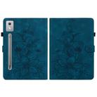 For Lenovo Tab P12 12.7 2025 Lily Embossed Leather Tablet Case(Dark Blue) - 3