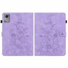 For Lenovo Idea Tab 11 / Xiaoxin Pad 2025 Lily Embossed Leather Tablet Case(Purple) - 3