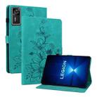 For Lenovo Legion Y700 Gen 4 Lily Embossed Leather Tablet Case(Green) - 1