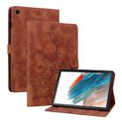 For Samsung Galaxy Tab A8 10.5 2022 Lily Embossed Leather Smart Tablet Case(Brown) - 1