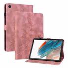 For Samsung Galaxy Tab A8 10.5 2022 Lily Embossed Leather Smart Tablet Case(Pink) - 1