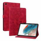 For Samsung Galaxy Tab A8 10.5 2022 Lily Embossed Leather Smart Tablet Case(Red) - 1