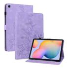 For Samsung Galaxy Tab S6 Lite Lily Embossed Leather Smart Tablet Case(Purple) - 1