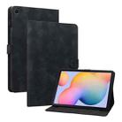 For Samsung Galaxy Tab S6 Lite Lily Embossed Leather Smart Tablet Case(Black) - 1