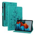 For Samsung Galaxy Tab S7 FE/S8+/S7+ Lily Embossed Leather Tablet Case(Green) - 1