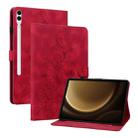 For Samsung Galaxy Tab S9+ / S9 FE+ Lily Embossed Leather Tablet Case(Red) - 1