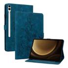 For Samsung Galaxy Tab S9+ / S9 FE+ Lily Embossed Leather Tablet Case(Dark Blue) - 1