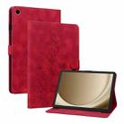 For Samsung Galaxy Tab A9+ Lily Embossed Leather Tablet Case(Red) - 1