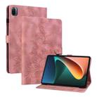 For Xiaomi Pad 5 / Pad 5 Pro Lily Embossed Leather Smart Tablet Case(Pink) - 1