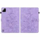For Xiaomi Pad 7 / Pad 7 Pro Lily Embossed Leather Tablet Case(Purple) - 3