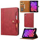 For iPad mini 2024 Calf Texture Double Fold Clasp Horizontal Flip Leather Smart Tablet Case(Red) - 1