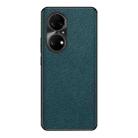 For Huawei P50 Cross Texture PU Leather Phone Case(Dark Green) - 1