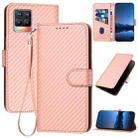 For Realme 8 / 8 Pro YX0070 Carbon Fiber Buckle Leather Phone Case with Lanyard(Pink) - 1