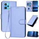 For Realme 9 Pro+ YX0070 Carbon Fiber Buckle Leather Phone Case with Lanyard(Light Purple) - 1