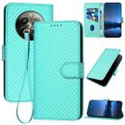 For Realme 12 Pro YX0070 Carbon Fiber Buckle Leather Phone Case with Lanyard(Light Blue) - 1