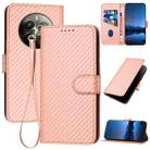 For Realme 12 Pro YX0070 Carbon Fiber Buckle Leather Phone Case with Lanyard(Pink) - 1