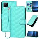 For Realme C12/C15/C25/C25s/Narzo 30A YX0070 Carbon Fiber Buckle Leather Phone Case with Lanyard(Light Blue) - 1