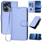 For Realme C55 4G Global / Narzo N55 YX0070 Carbon Fiber Buckle Leather Phone Case with Lanyard(Light Purple) - 1
