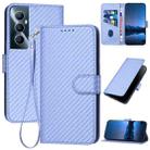 For Realme C65 4G YX0070 Carbon Fiber Buckle Leather Phone Case with Lanyard(Light Purple) - 1