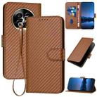 For Realme 13 Pro / 13 Pro+ Global YX0070 Carbon Fiber Buckle Leather Phone Case with Lanyard(Coffee) - 1