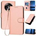 For Realme 13 Pro / 13 Pro+ Global YX0070 Carbon Fiber Buckle Leather Phone Case with Lanyard(Pink) - 1