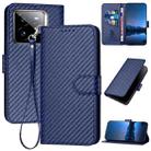 For Realme GT7 Pro YX0070 Carbon Fiber Buckle Leather Phone Case with Lanyard(Royal Blue) - 1