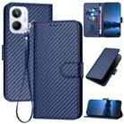 For Realme 10 4G YX0070 Carbon Fiber Buckle Leather Phone Case with Lanyard(Royal Blue) - 1