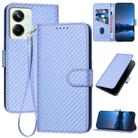 For Realme 10 Pro YX0070 Carbon Fiber Buckle Leather Phone Case with Lanyard(Light Purple) - 1