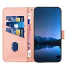 For Realme 10 Pro+ YX0070 Carbon Fiber Buckle Leather Phone Case with Lanyard(Pink) - 3