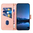 For Realme C20 / C11 2021 / C21 YX0070 Carbon Fiber Buckle Leather Phone Case with Lanyard(Pink) - 3
