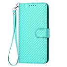 For Realme GT 6 / GT 6T YX0070 Carbon Fiber Buckle Leather Phone Case with Lanyard(Light Blue) - 2