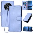 For Realme GT5 Pro YX0070 Carbon Fiber Buckle Leather Phone Case with Lanyard(Light Purple) - 1