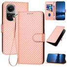 For OPPO Reno10 5G / Reno10 Pro 5G Global YX0070 Carbon Fiber Buckle Leather Phone Case with Lanyard(Pink) - 1