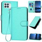 For OPPO A93 4G / Reno4 F / F17 Pro YX0070 Carbon Fiber Buckle Leather Phone Case with Lanyard(Light Blue) - 1