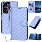 For OPPO A59 5G YX0070 Carbon Fiber Buckle Leather Phone Case with Lanyard(Light Purple) - 1