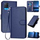 For OPPO A54 4G YX0070 Carbon Fiber Buckle Leather Phone Case with Lanyard(Royal Blue) - 1