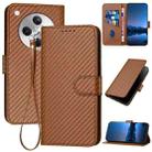 For OPPO Find X8 YX0070 Carbon Fiber Buckle Leather Phone Case with Lanyard(Coffee) - 1