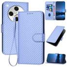 For OPPO Find X8 Pro YX0070 Carbon Fiber Buckle Leather Phone Case with Lanyard(Light Purple) - 1