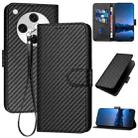 For OPPO Find X8 Pro YX0070 Carbon Fiber Buckle Leather Phone Case with Lanyard(Black) - 1